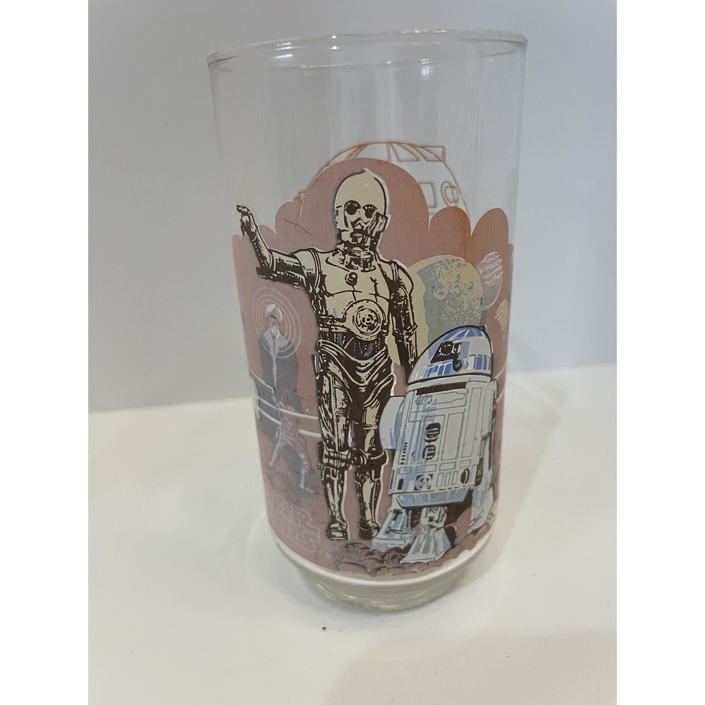 VINTAGE 1977 R2-D2 C-3PO STAR‎ WARS BURGER KING DRINKING GLASS COCA-COLA